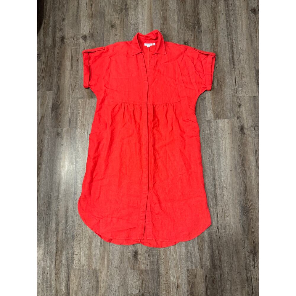 Chicos Women’s Linen Roll Tab Dolman Midi Dress Size 8